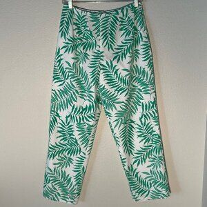 Talbots White with Green‎ Palms Cropped Size 6